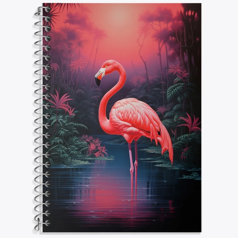 دفتر زبان 50 برگ خندالو مدل دو خط طرح فلامینگو کد F2684