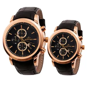 ست ساعت مچی عقربه‌ای کوارتز زنانه و مردانه الگانس مدل بند فیکس تک موتور ژاپن کد 008