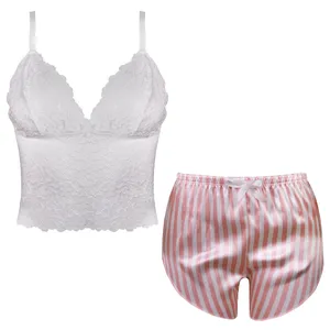 ست نیم تنه و شلوارک زنانه ماییلدا مدل گیپور کد 3969-107 رنگ سفید