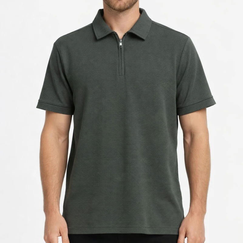 پولوشرت آستین کوتاه مردانه مدل نیم زیپ