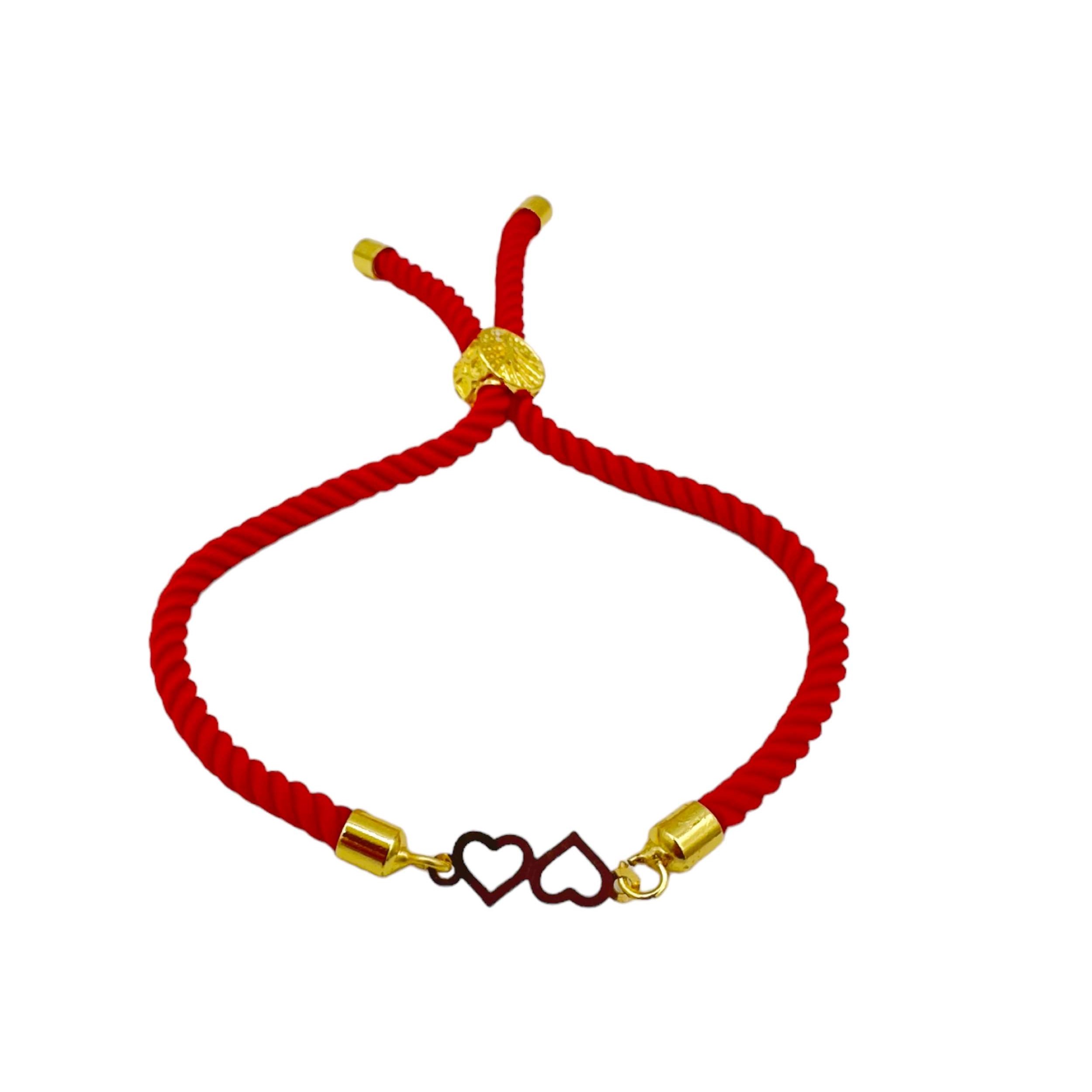 دستبند طلا 18 عیار زنانه مدل دو قلب