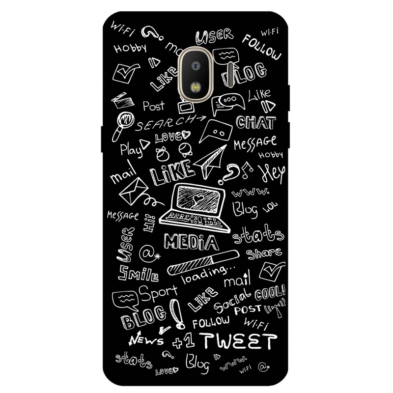 کاور مگافون طرح رسانه های اجتماعی مدل 1898 مناسب برای گوشی موبایل سامسونگ Galaxy J4 2018         