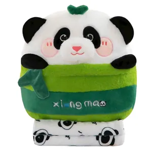 عروسک مدل بالشتی خرس پاندا به همراه پتو ارتفاع 40 سانتی متر