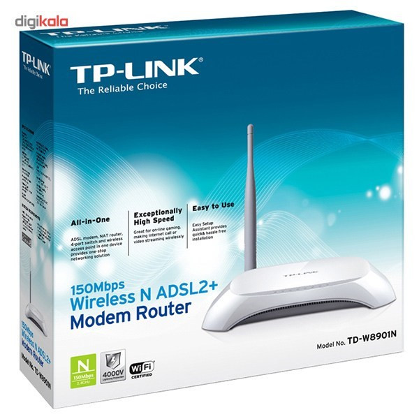 مودم روتر ADSL2 Plus بی‌سیم N150 تی پی-لینک مدل TD-W8901N_V1