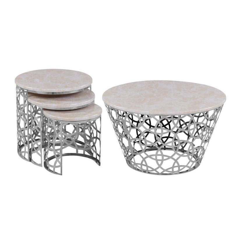 میز پذیرایی گالری چوب آشنایی مدل Sil-012 مجموعه 4 عددی