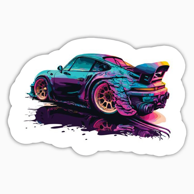 استیکر لپ تاپ و موبایل بووم طرح ماشین مدل Porsche Art کد KT07