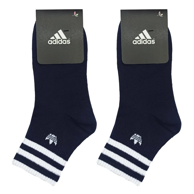 جوراب ورزشی ساق کوتاه زنانه مدل سه خط کد 2127 رنگ سرمه ای بسته 2 عددی