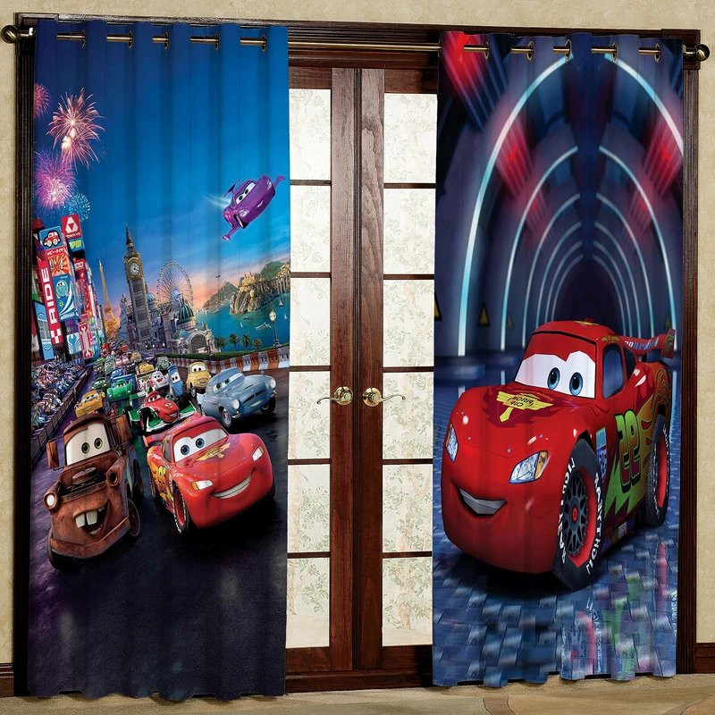 پرده مدل مخمل پانچی طرح کودک مک کویین کد 1203T2 سایز 200x140 سانتی متر