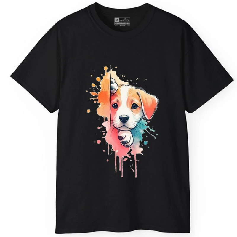 تی‌شرت آستین کوتاه مردانه پاد آفرین مدل حیوانات سگ کد 1897
