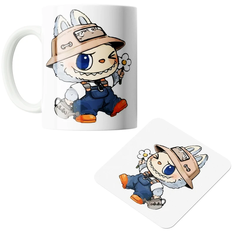 ماگ پاد آفرین مدل لبوبو کد z159 به همراه زیر لیوانی