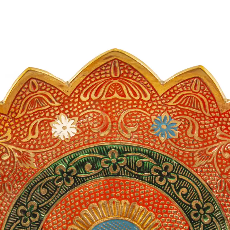 میوه خوری برنجی مدل  نیم پایه قلم زنی دست ساز طرح افرند هندی کد b 240