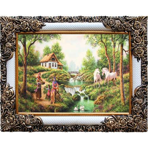 تابلو فرش ماشینی نارسیس مدل منظره سنتی کد 34-1