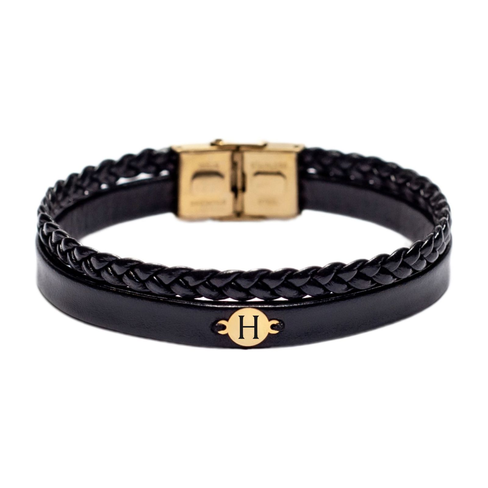 دستبند طلا 18 عیار مردانه لیردا مدل حرف H -  - 1