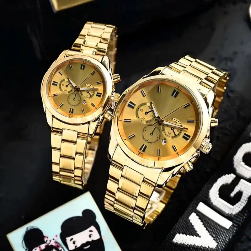 ست ساعت مچی عقربه ای زنانه و مردانه مدل تگ موتور ساده