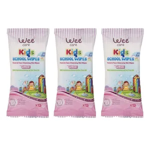 دستمال مرطوب کودک وی کر مدل Girls سه بسته 12 عددی