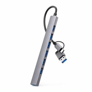 هاب 7 پورت USB 3.0 مدل PO-T، دارای رابط USB-C و USB-A