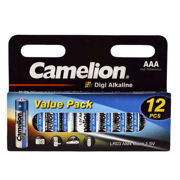باتری نیم قلمی کملیون مدل digi alkaline بسته 12 عددی باتری نیم قلمی کملیون مدل digi alkaline بسته 12 عددی