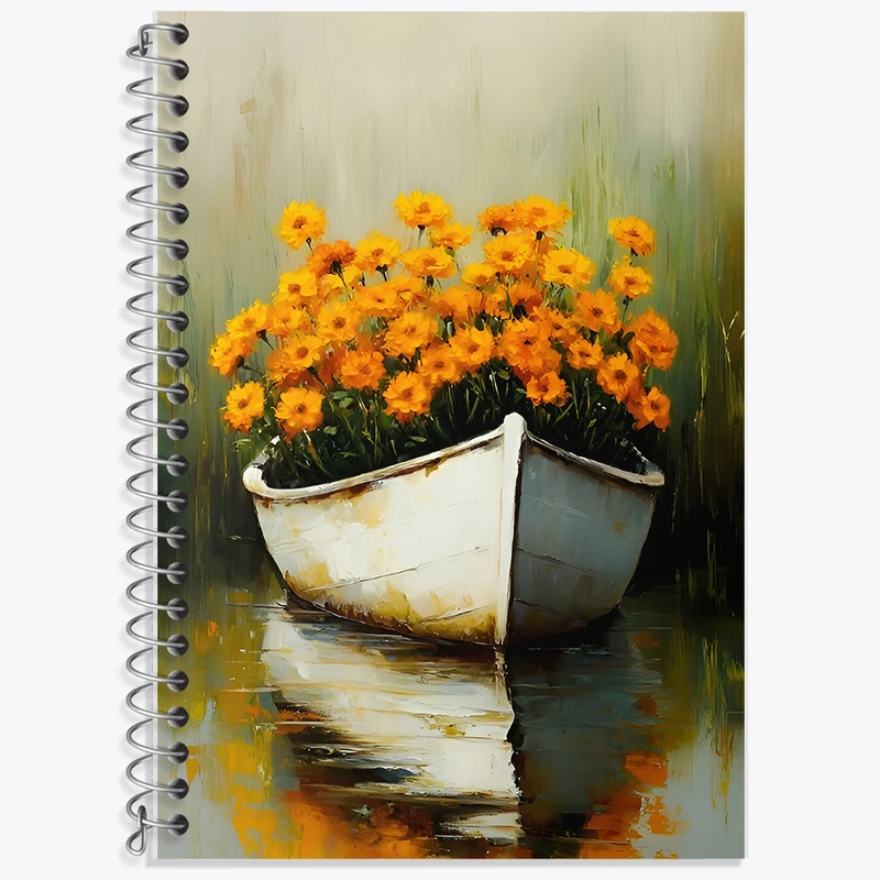 دفتر زبان 50 برگ خندالو مدل دو خط طرح قایق گل کد F6605