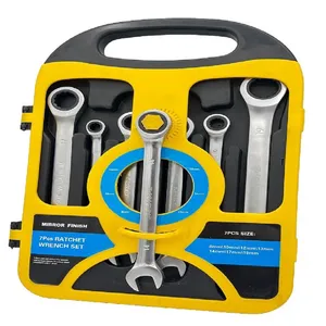 آچار جغجغه ای مدل یک سر تخت سایز 8 میلی متر مجموعه 7 عددی