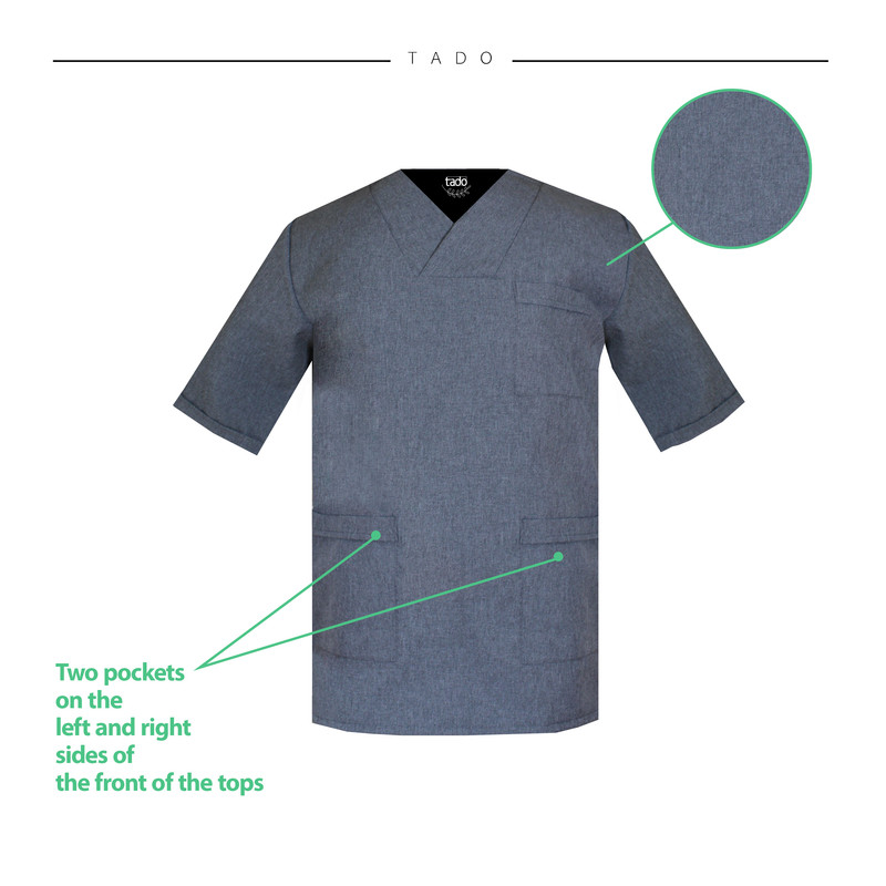 ست کلاه و روپوش پزشکی مردانه تادو طرح اسکراب مدل RO29