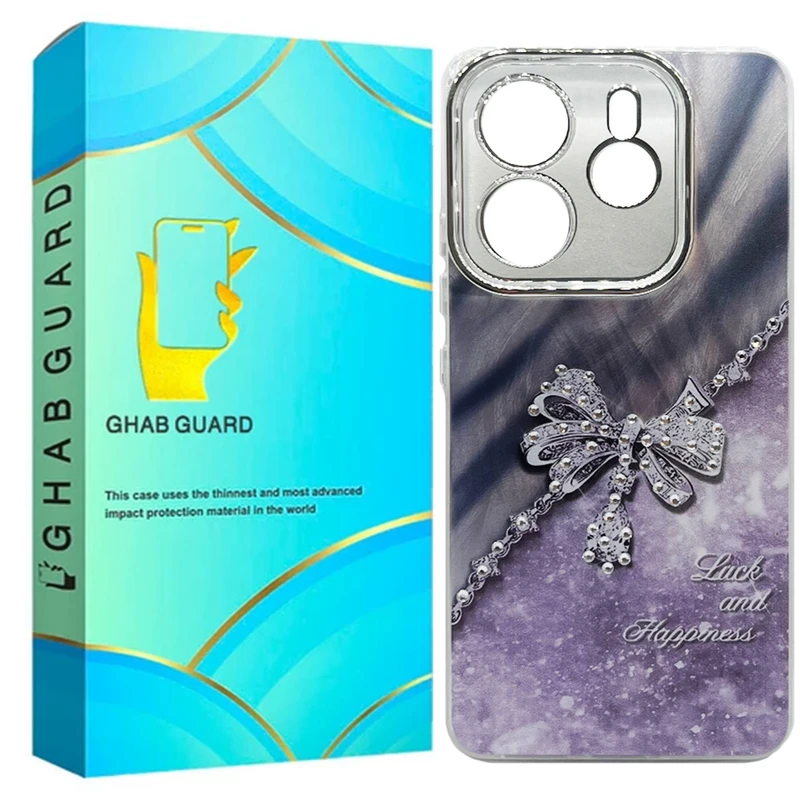 کاور قاب گارد مدل دخترانه طرح پاپیون نگینی مناسب برای گوشی موبایل شیائومی Redmi Note 14 4G