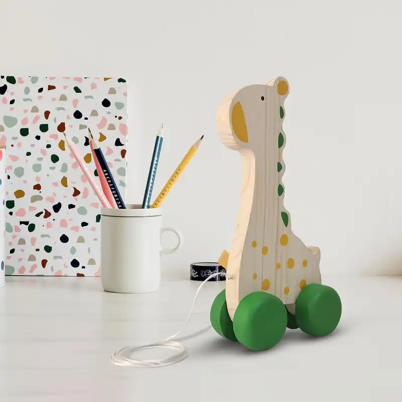 اسباب بازی چوبی مدل زرافه ماشینی کد MKids48-2D