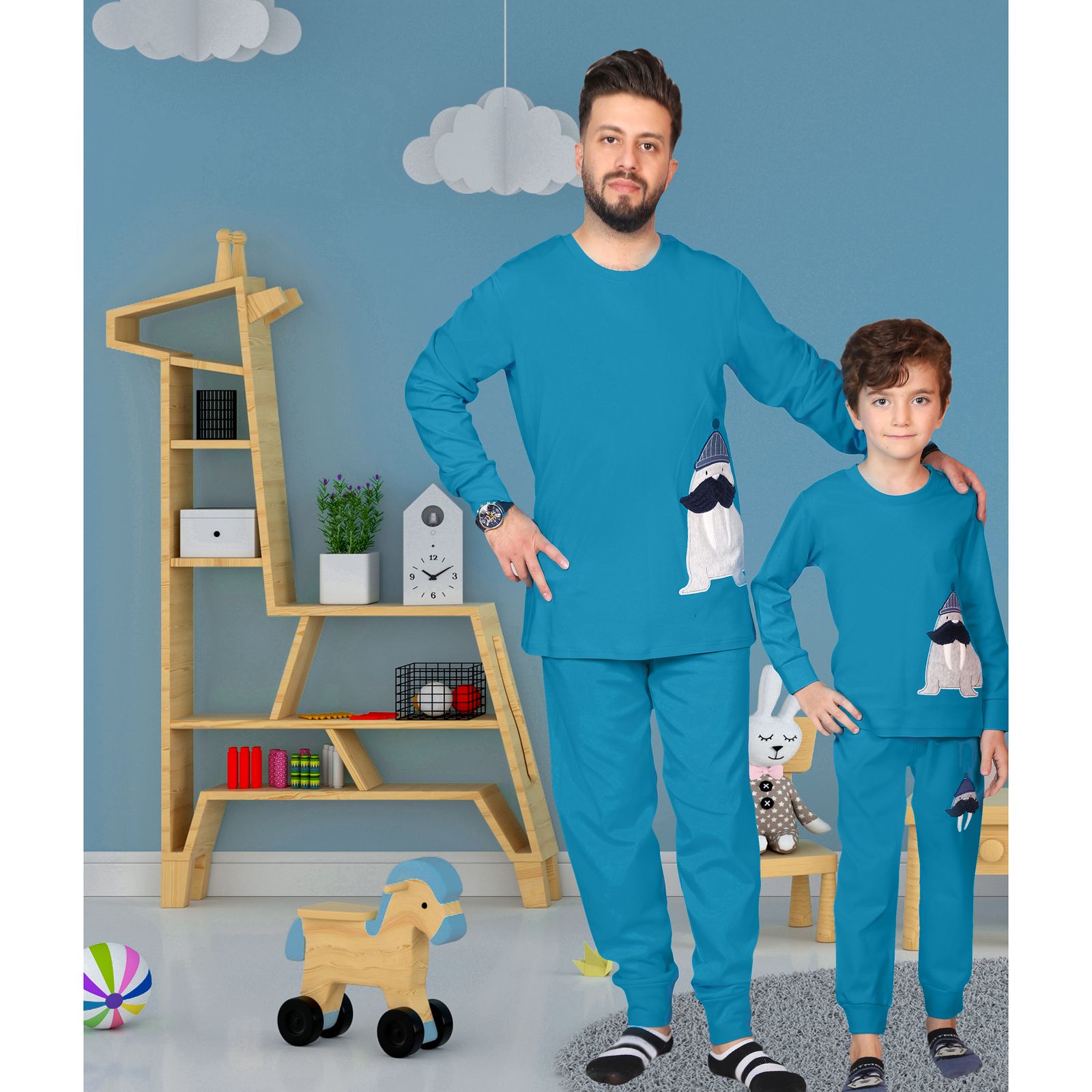 ست تی شرت آستین بلند و شلوار پسرانه مادر مدل 305-53 -  - 4