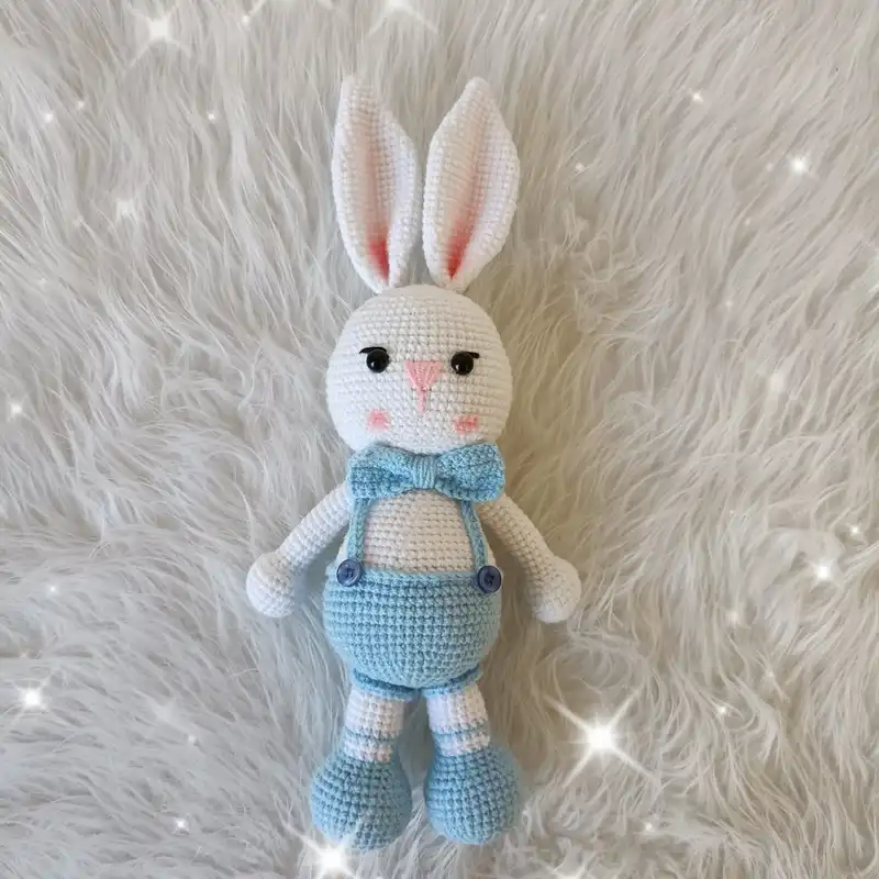 عروسک بافتنی مدل جغجغه طرح خرگوش کد 30501 مجموعه 4 عددی