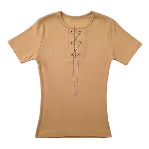 تی شرت آستین کوتاه راحتی زنانه مدل نخی کبریتی کد ۰۰۶