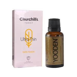 کاندوم چرچیلز مدل Ultra Thin بسته 12 عددی به همراه روغن یودن کد 01 حجم 30 میلی لیتر 