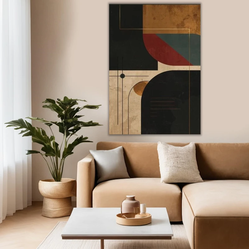  تابلو نقاشی اکرلیک به سبک انتزاعی طرح هارمونی کلاسیک مدل 215-1 