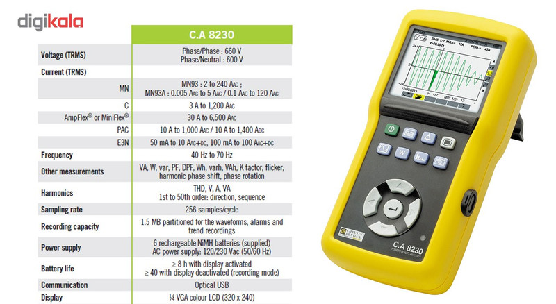 پاور آنالایزر تک فاز کاوین آرنوکس مدل CA8230 پاور آنالایزر تک فاز کاوین آرنوکس مدل CA8230