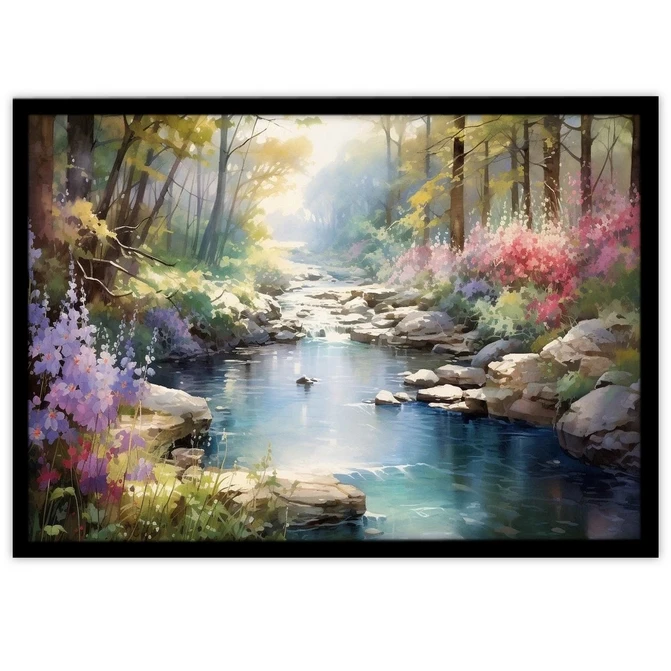 تابلو نوری بکلیت طرح منظره طبیعت و رودخانه مدل B-MID-17552