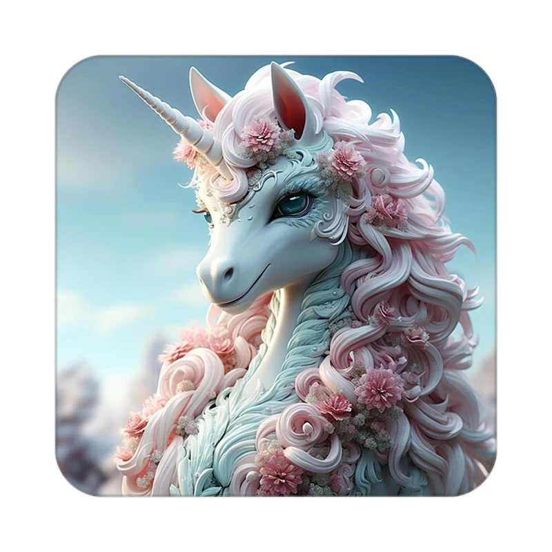 زیر لیوانی کاکتی طرح اسب تک شاخ و یونیکورن مدل mp32327