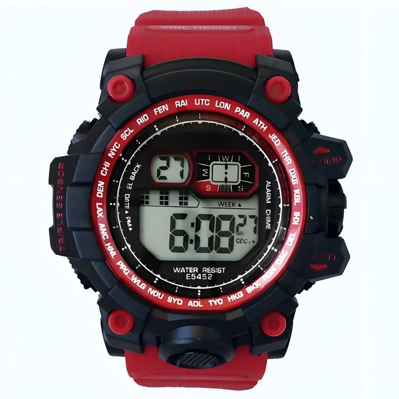 ساعت مچی دیجیتال مدل تک زمانه بند پیو کرنومتر دار کد EM1