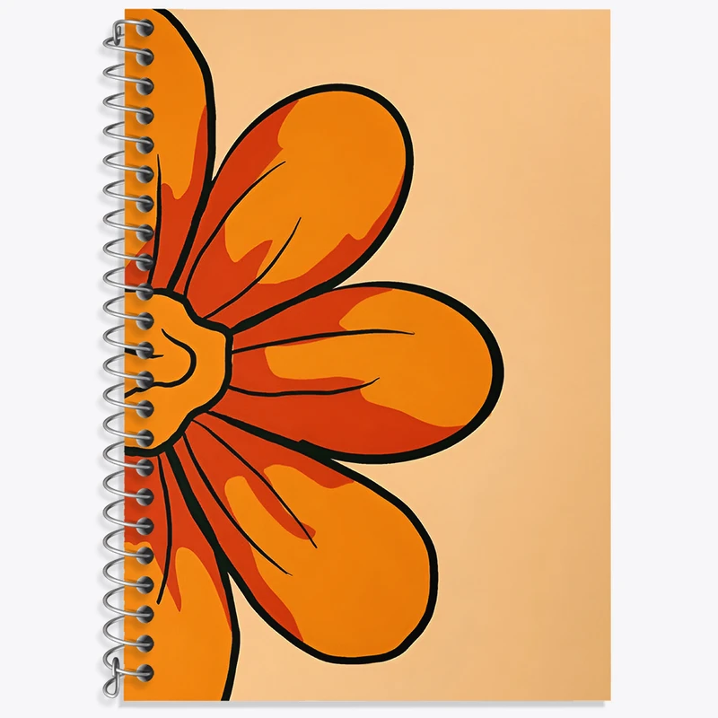 دفتر زبان 50 برگ خندالو مدل دو خط طرح گل نارنجی کد N5056