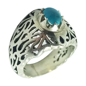 انگشتر نقره مردانه سلین کالا مدل فیروزه نیشابور ce-As202