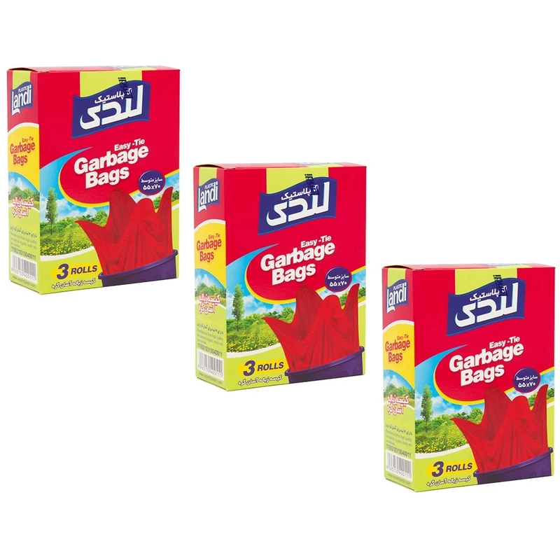کیسه زباله لندی مدل آسان گره 3 بسته 42 عددی