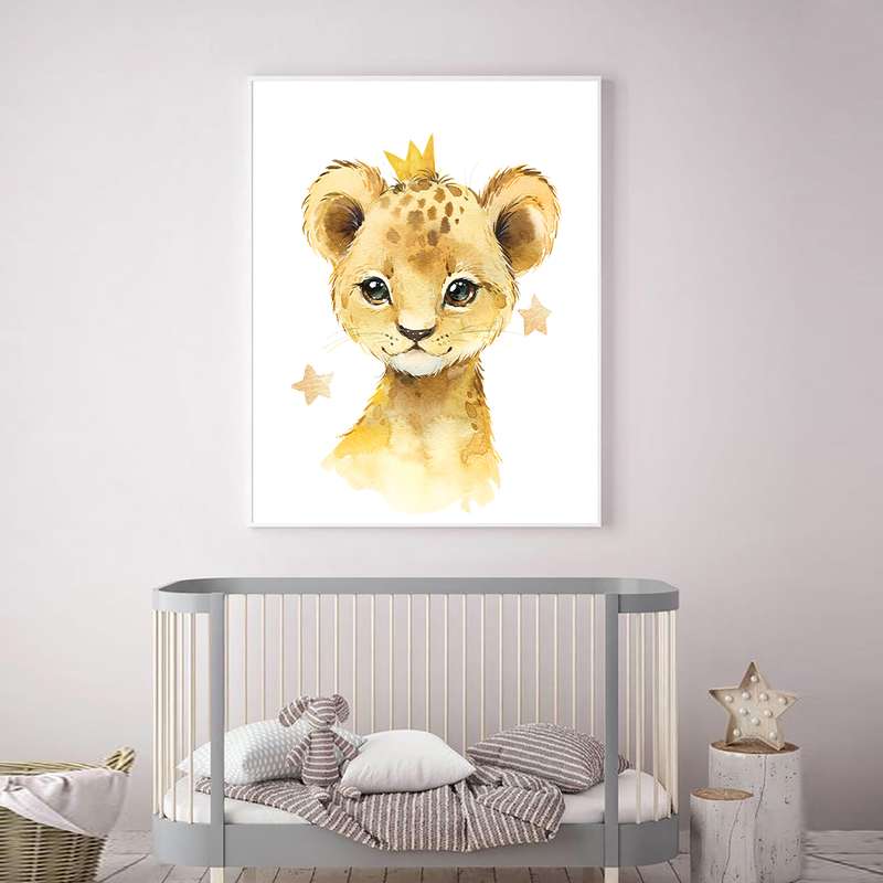 تابلو اتاق کودک و نوزاد الفاپ مدل شیر کد WaterColore Lion 001
