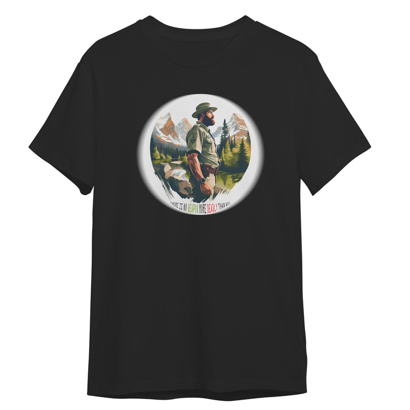 تی شرت آستین کوتاه مردانه مدل مرد قهرمان جنگلبان کد 0452 رنگ مشکی