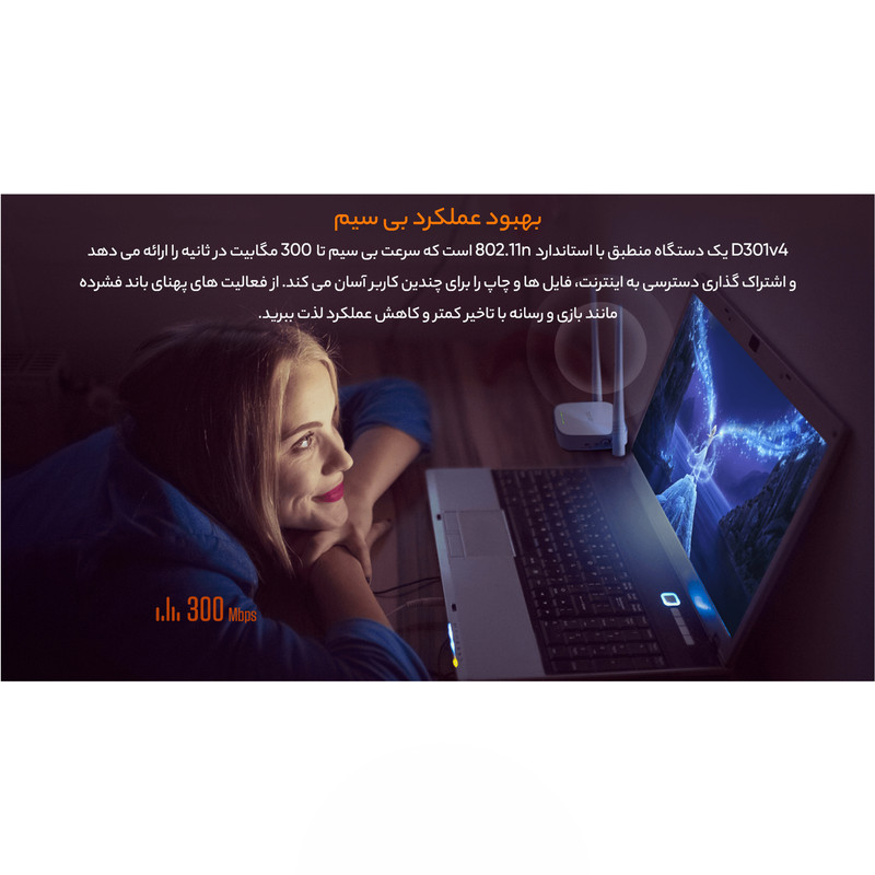 مودم روتر بی سیم ADSL2 تندا مدل D301 V4