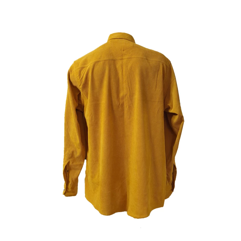 پیراهن مردانه مدل مخمل کبریتی ریز رنگ زرد