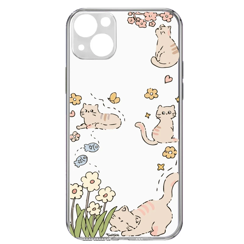 کاور مدل Cat & Flower مناسب برای گوشی موبایل اپل IPhone 13