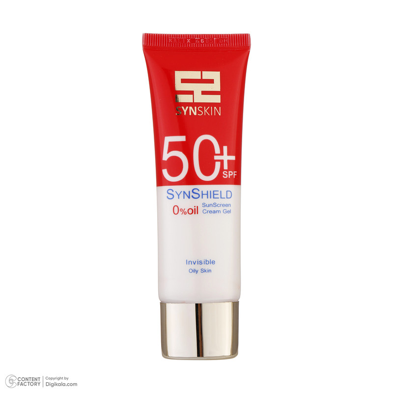 ژل ضد آفتاب بدون رنگ ساین اسکین SPF 50 مدل Syn Shield ‌مناسب پوست‌های چرب حجم 50 میلی‌لیتر