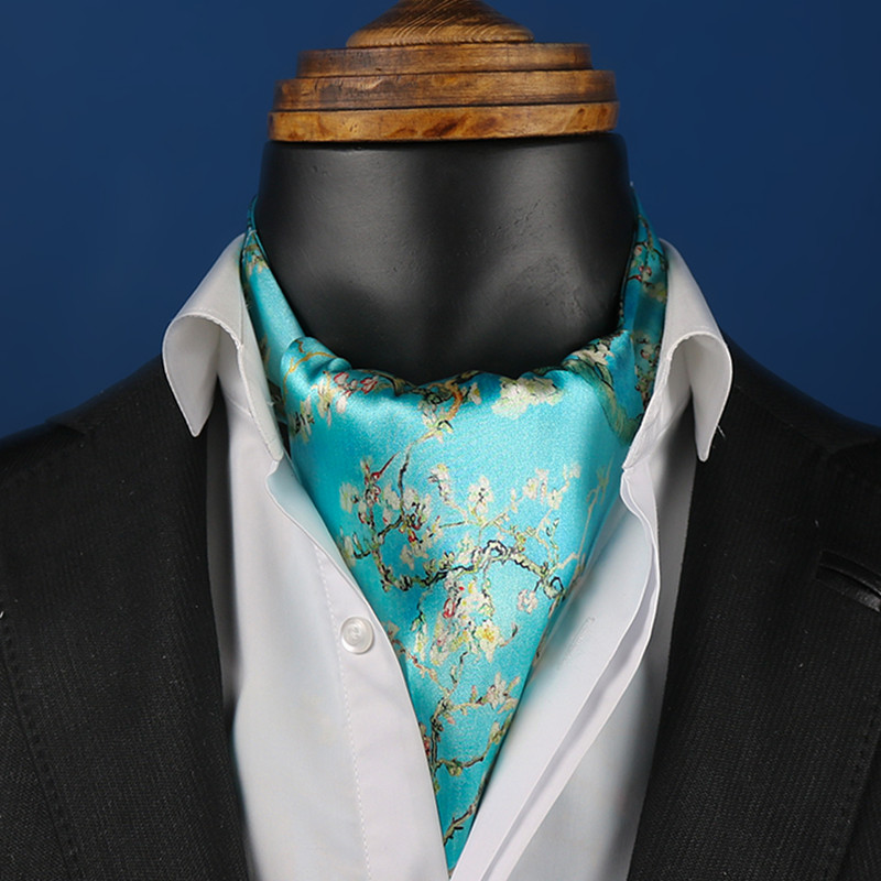 دستمال گردن مردانه مدل نقاشی شکوفههای بادام اثر وینسنت ونگوگ کد as1017