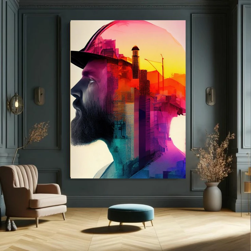 پوستر پارچه ای طرح مخمل ساختمان مدل ساخت و ساز رنگی کد FP104638