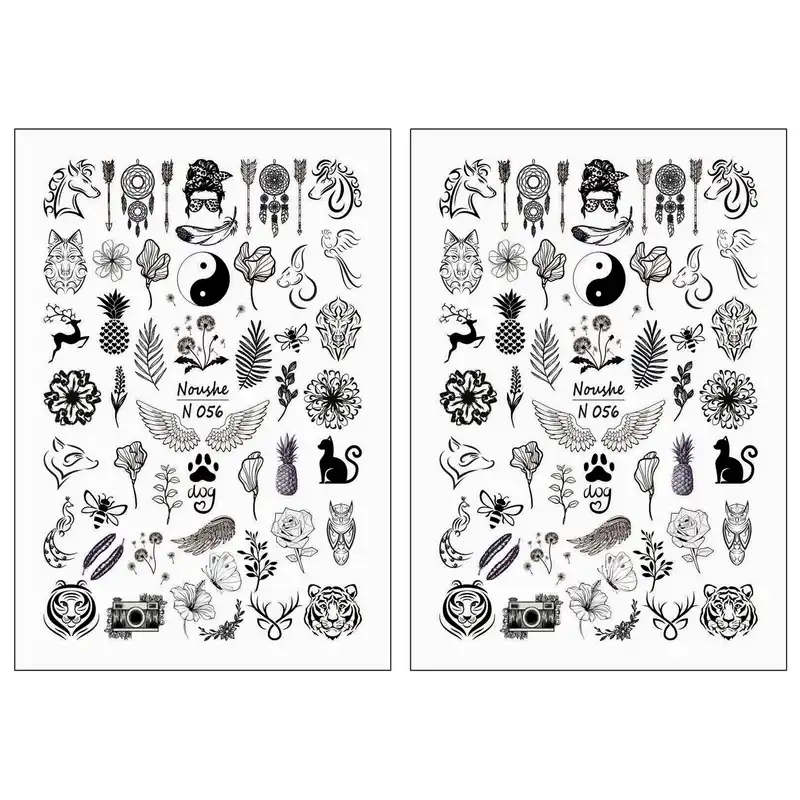 برچسب لنز ناخن مدل سیاه و سفید کد N056 مجموعه 2 عددی