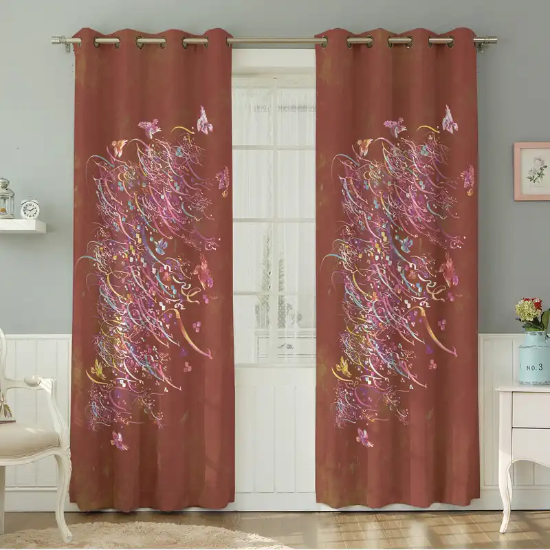 پرده نیروانا طرح سنتی مدل مخمل کد 8623 سایز 140×280 سانتی متر