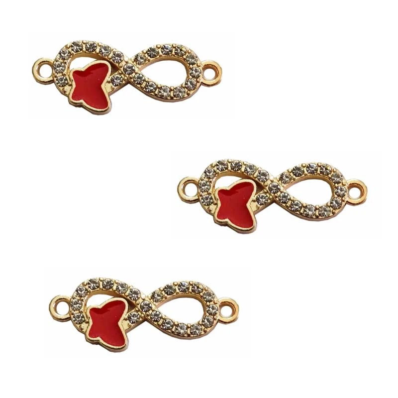 آویز دستبند دخترانه مدل بینهایت نگین دار و پروانه کد 147 بسته 3 عددی