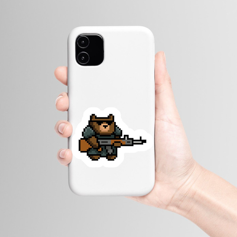 استیکر لپ تاپ و موبایل بووم طرح خرس پیکسلی کد N16